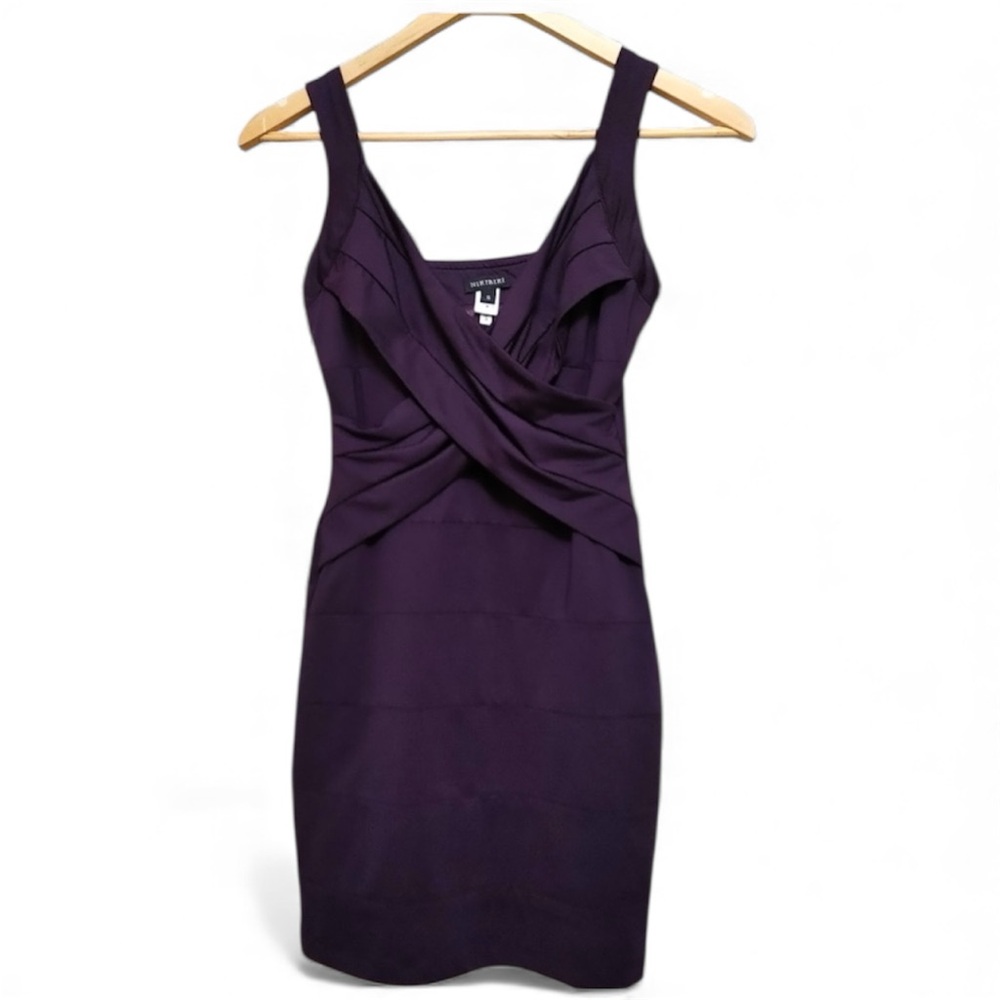 ⭐️Purple Sleeveless Curve Hugging Mini Dress Bodycon Stretchy Small Nikibiki